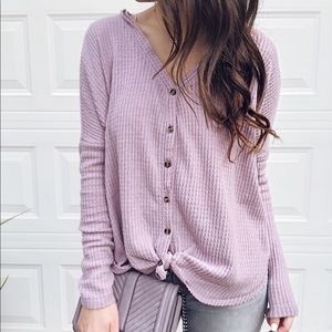 JoJo oversized thermal button front top